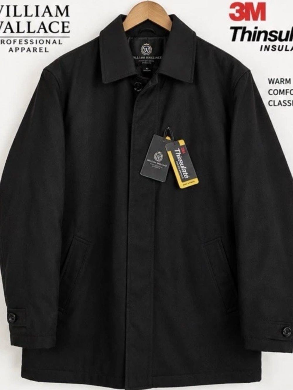 Men’s Black Thinsulate Trench Coat